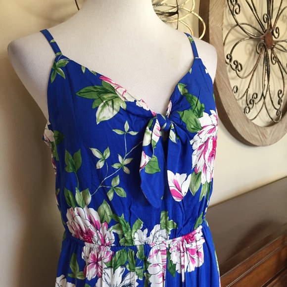 NWT Size Large Romper Maxi Dress / Blue Floral - Picture 4 of 5